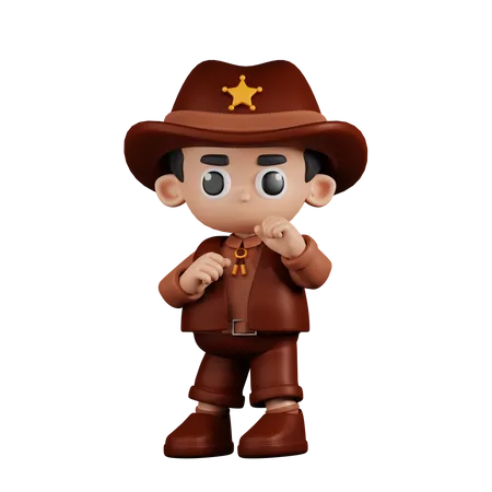 Sheriff Ready To Fight  3D Illustration