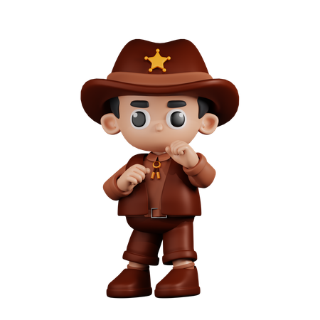Sheriff Ready To Fight  3D Illustration