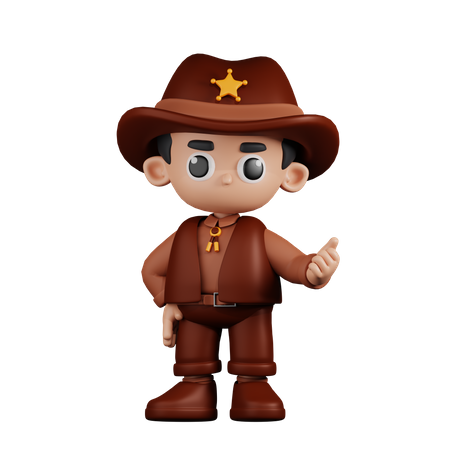 Sheriff señalando al lado  3D Illustration