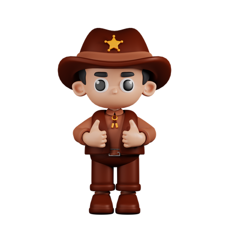 Sheriff Showing Thumbs Up  3D Illustration