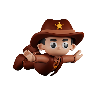 Sheriff volador  3D Illustration