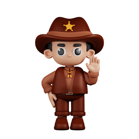 Sheriff With Hands Up  3D Illustration