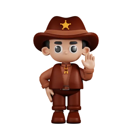 Sheriff With Hands Up  3D Illustration