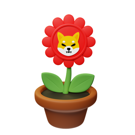 Shib Crypto Plant Pot  3D Icon