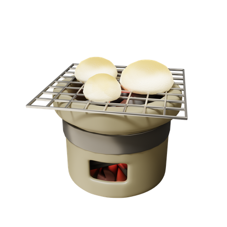 Shichirin mit Reiskuchen  3D Icon