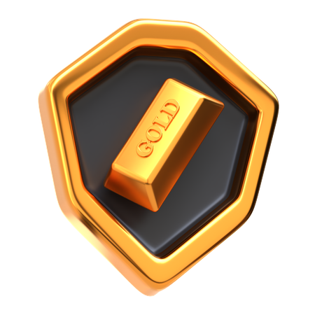 Shield and Gold Bar  3D Icon