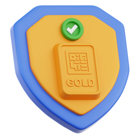 盾と金の延べ棒  3D Icon