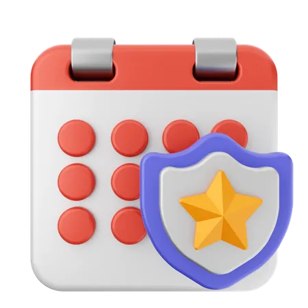 Shield Calendar  3D Icon