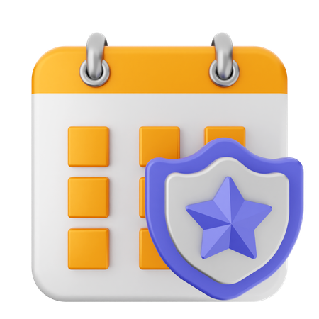 Shield Calendar  3D Icon