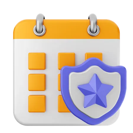 Shield Calendar  3D Icon