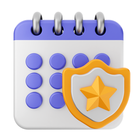 Shield Calendar  3D Icon