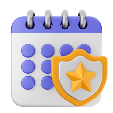 Shield Calendar  3D Icon