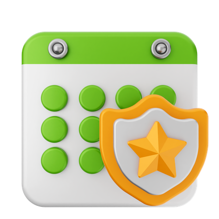 Shield Calendar  3D Icon