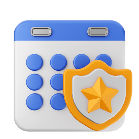 Shield Calendar  3D Icon