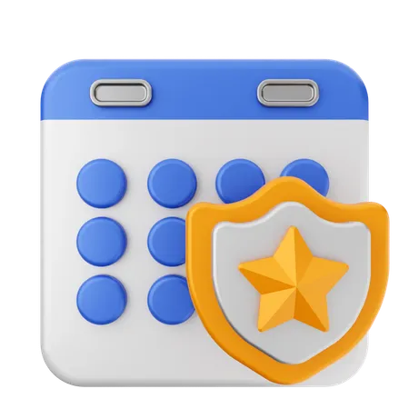 Shield Calendar  3D Icon