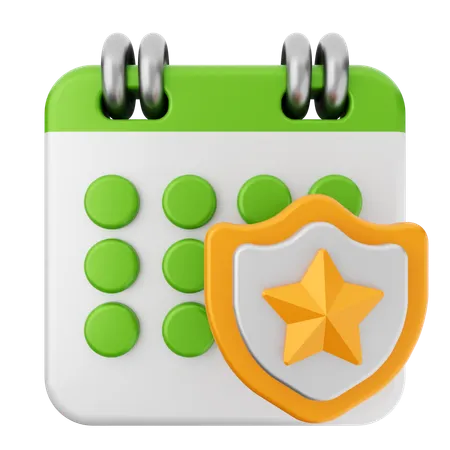 Shield Calendar  3D Icon