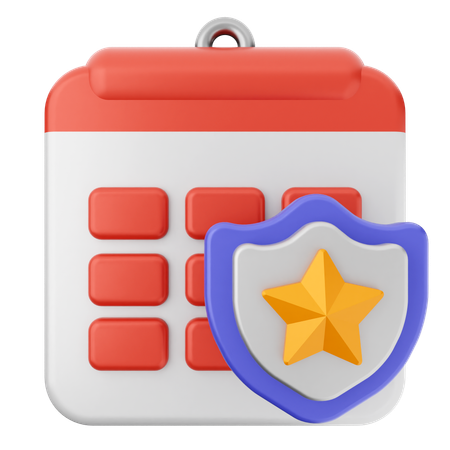 Shield Calendar  3D Icon