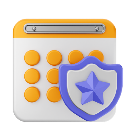 Shield Calendar  3D Icon