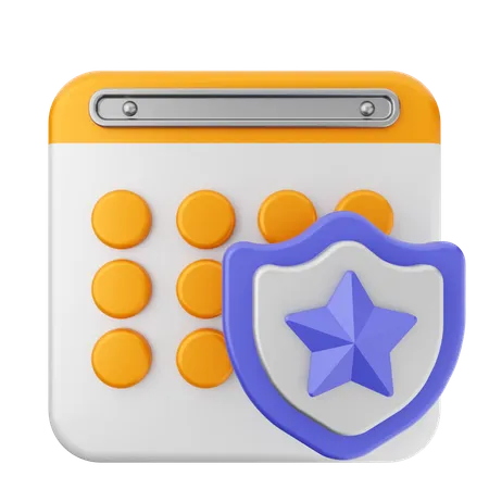 Shield Calendar  3D Icon