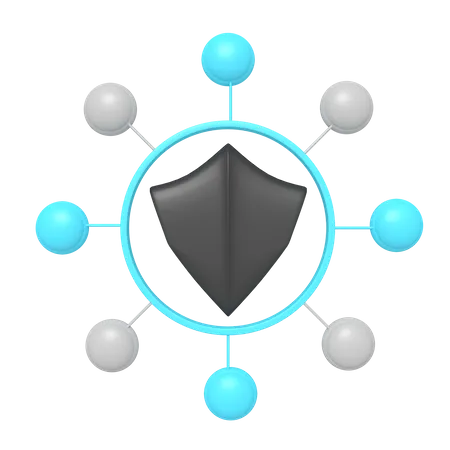 Shield Security Circle Network 3D Icon