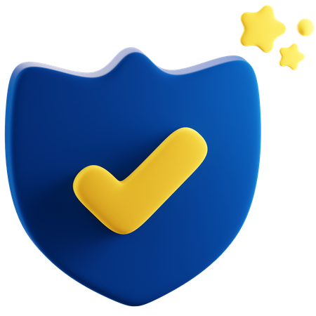 Shield with Checkmark  3D Icon