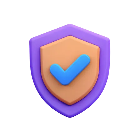 Shield with Checkmark  3D Icon