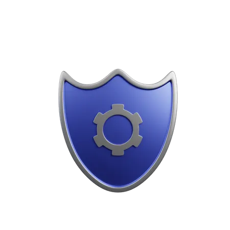 3 D Illustration Of Security Concept Shield With Gear Icon 3D Illustration
