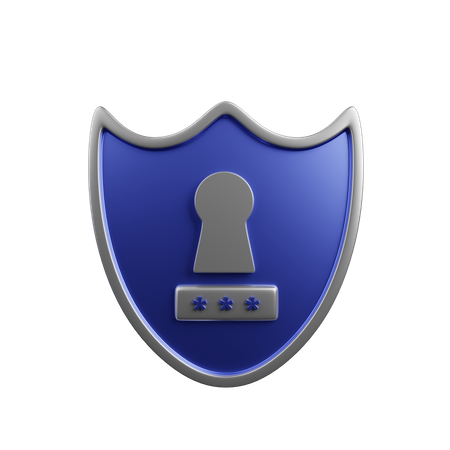 Shield with key hole  3D Illustration