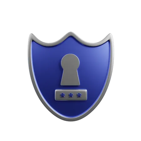 Shield with key hole  3D Illustration