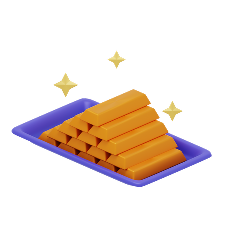 Shining Bar Of Golds  3D Icon