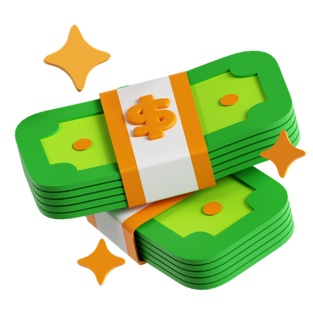 輝くドル紙幣  3D Icon