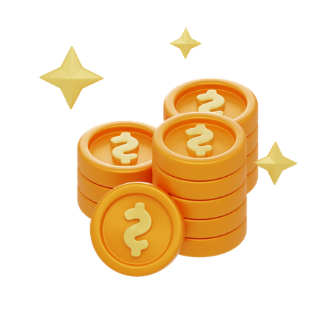 Shining Dollar Coins  3D Icon