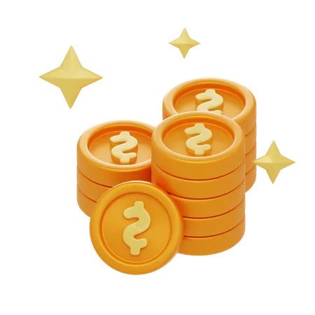 Shining Dollar Coins  3D Icon