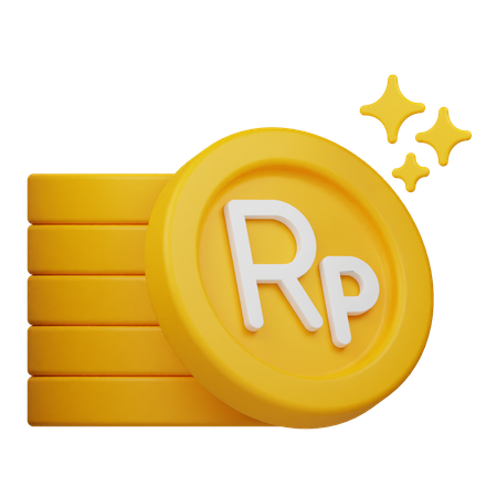 Shiny Rupiah Coins  3D Icon