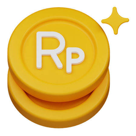 Shiny Rupiah Coins  3D Icon