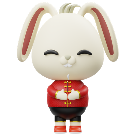 Shio Rabbit Holding Incense  3D Icon