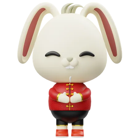 Shio Rabbit Holding Incense  3D Icon