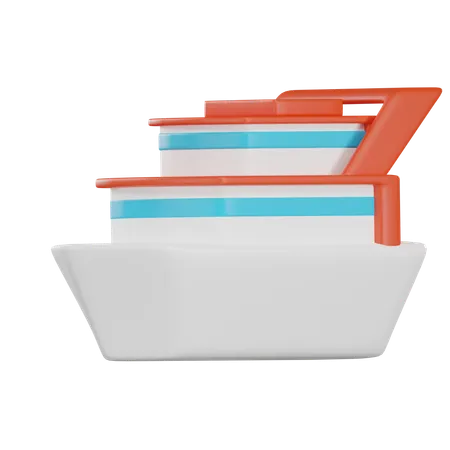 Cartoon Boat Toy 3 D Render Image Toy Boat Isolated 3D Icon
