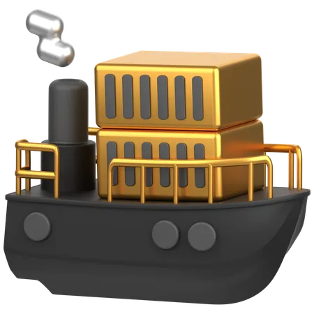 3 D Icon Of A Ship Carrying Transit Trailers 3D Icon