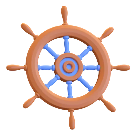 Pirates Ship Wheel Icon 3 D Render Illustration 3D Illustration