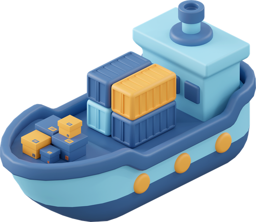 Shipment By Cargo Ship  3D Icon