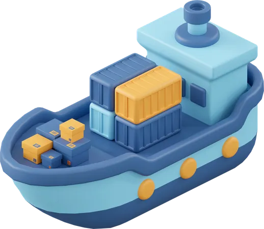 Shipment By Cargo Ship  3D Icon