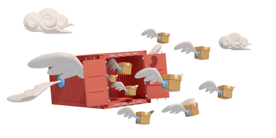 Shipping Container Fly  3D Icon