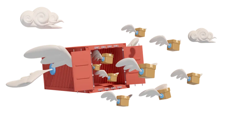 Shipping Container Fly  3D Icon