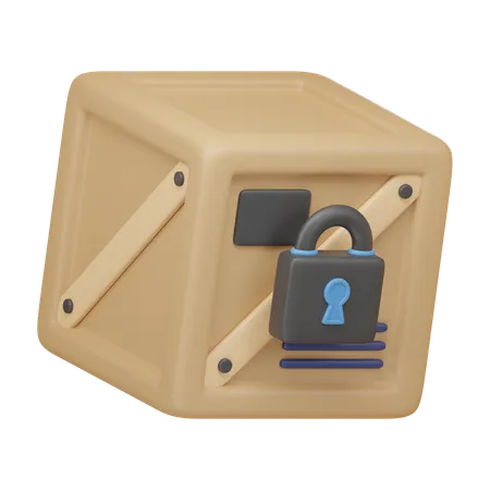 Shipping Crate With Lock 3 D Icon 3D Icon