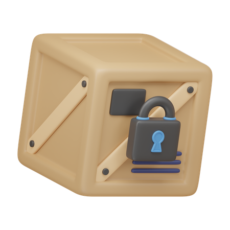Shipping Crate With Lock  3D Icon