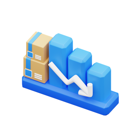 Shipping Graph Is Decreasing  3D Icon