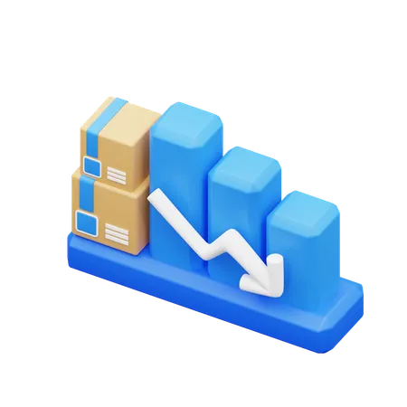 Shipping Graph Is Decreasing  3D Icon