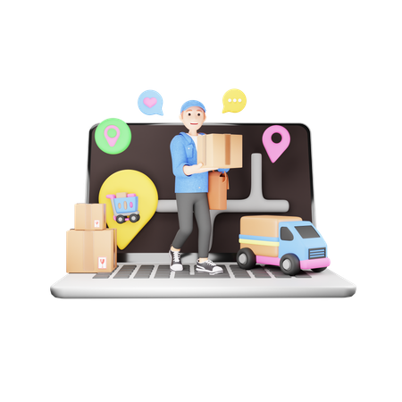 Shipping location map  3D Icon