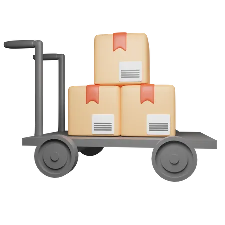 Cardboard Packing Taker With Wheels 3D Icon